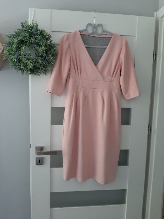 Sukienka ciążowa zamszowa dresówka rozm. 38/40 pudrowy róż