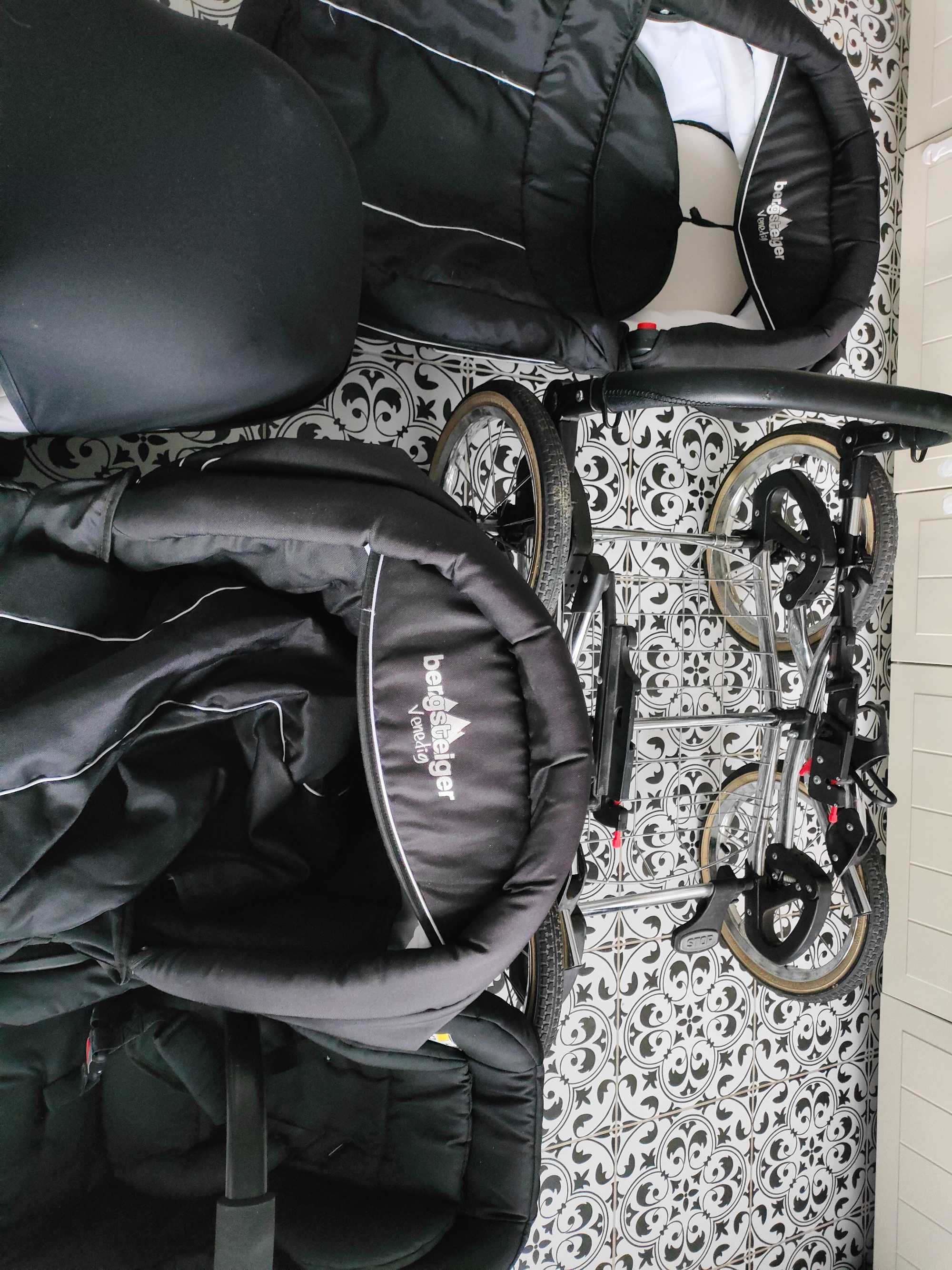 Wózek 3w1 klasyczny Bergster Venedig black + Maxi Cosi