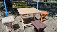 Дерев'яні стільці, столи ручної роботи (можл. розм.петриківським р-м)