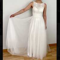 Suknia ślubna Carmen Kulunove z koronkową górą + rozmiar 34