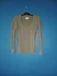 Sweter ozdoby bawełniany khaki zielony oliwkowy lato letni warkocze M