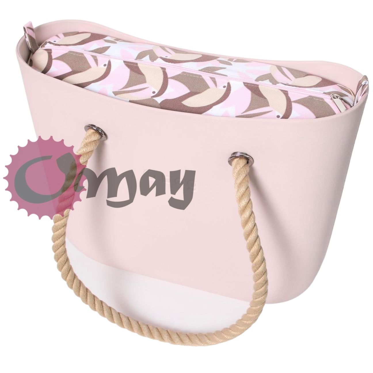 organizer OBAG MINI tukany beż róż pudrowy 2 kieszenie wnętrze OMAY