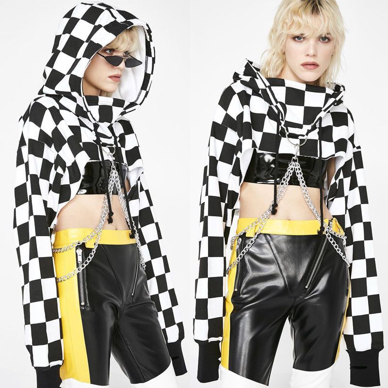Stylowa Krótka Bluza z Łańcuszkami Punk HIP HOP Goth - XL