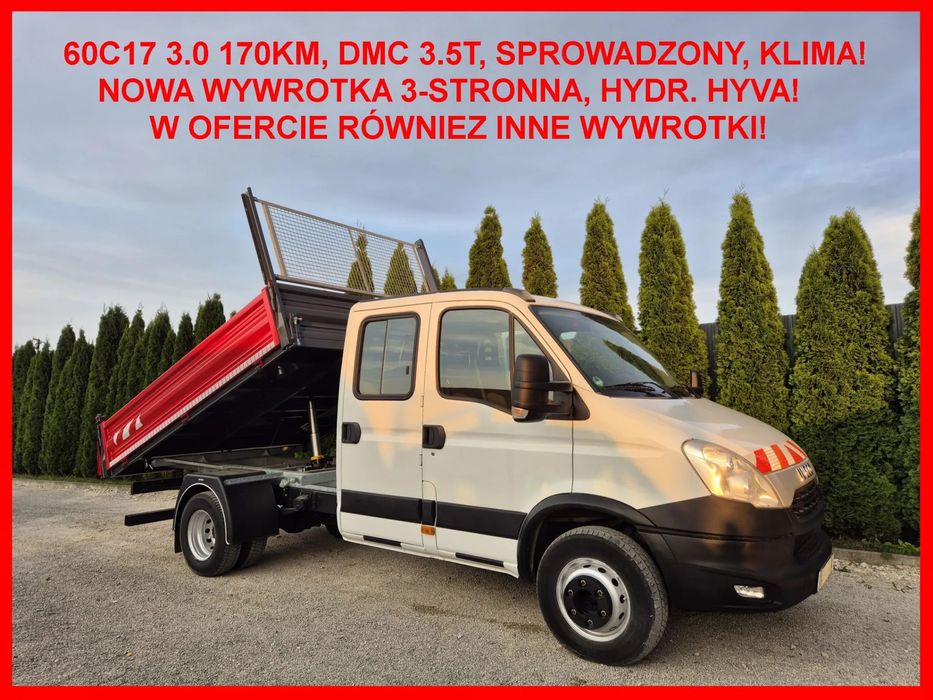 Iveco 60c17 50C15 35C15 / 3.0 170KM  Brygadówka Doka Wywrotka, Kiper 3-str, DMC 3.5T, Klima,Sprowadzony!TOP