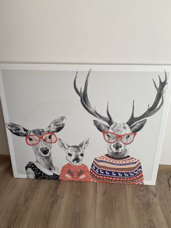 Obraz rodzina jeleni 2+1 100x80cm