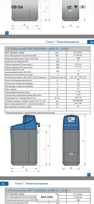 Фільтр води BWTAQSL20UA, BWT AQUADIAL softlife 20, perla L, PS20UA