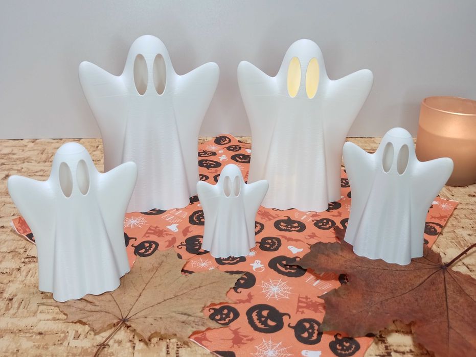 Biały duch Halloween ozdoba dekoracja świecznik (2 sztuki)