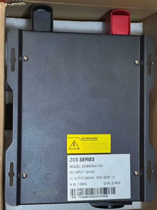 Інвертор ZGPT 12 220 перетворювач чистий синус 600 Вт / 1200 Вт, USB