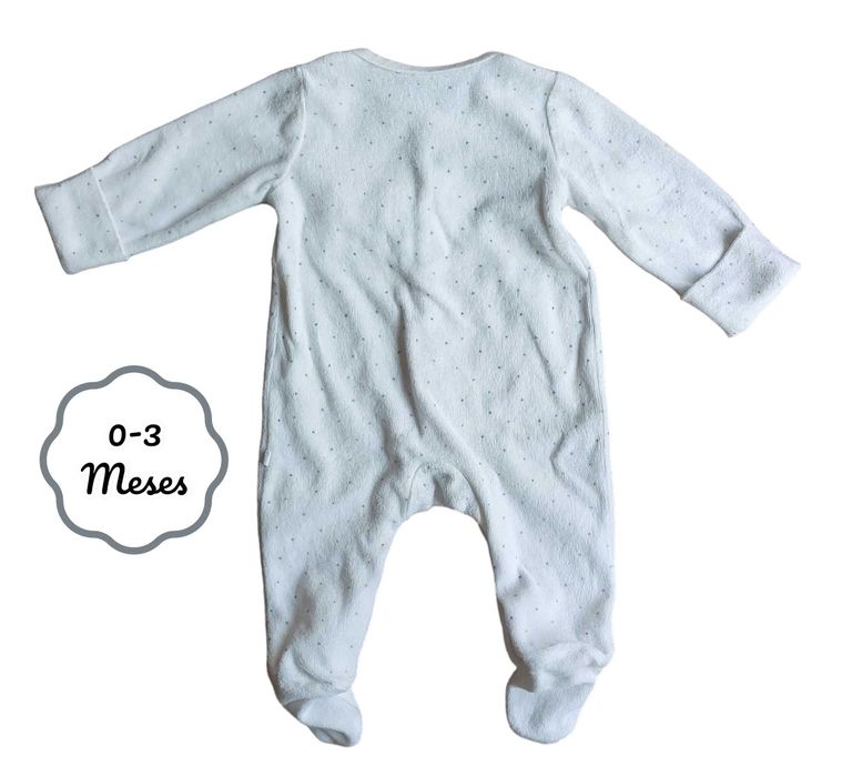 Conjunto Gorro + Babygrow Branco com Pintas In Extenso 0-3 meses