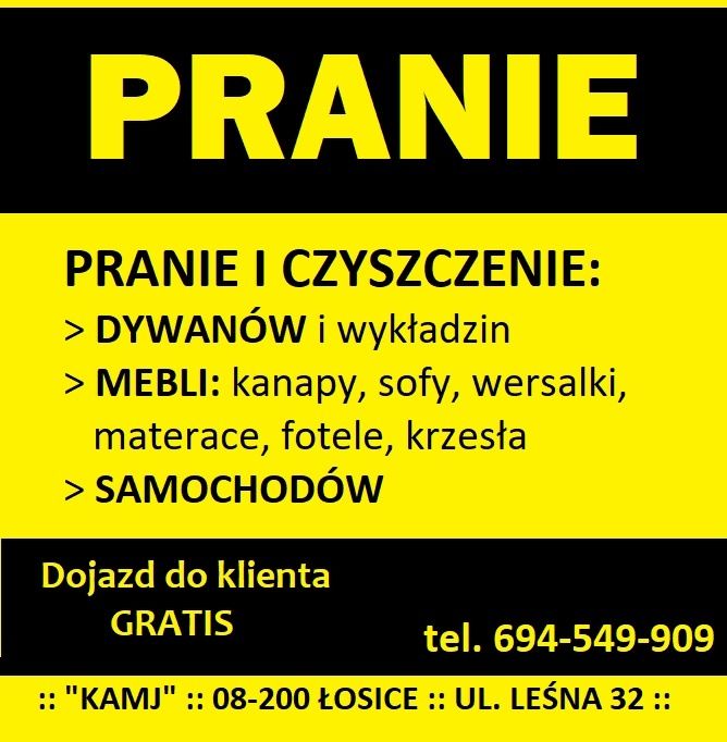 Pranie dywanów, tapicerki meblowej i samochodowej ozonowanie
