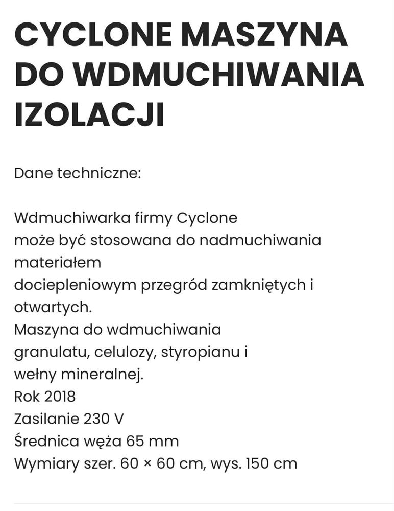Maszyna Cyclomen do wdmuchiwania izolacji