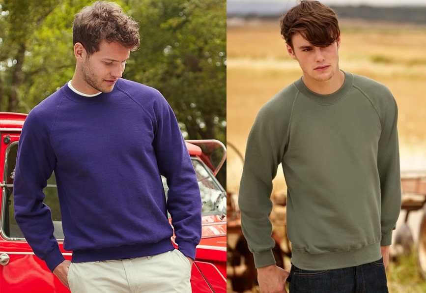 Чоловічий СВІТШОТ на флісі Джемпер Реглан FRUIT OF THE LOOM толстовка