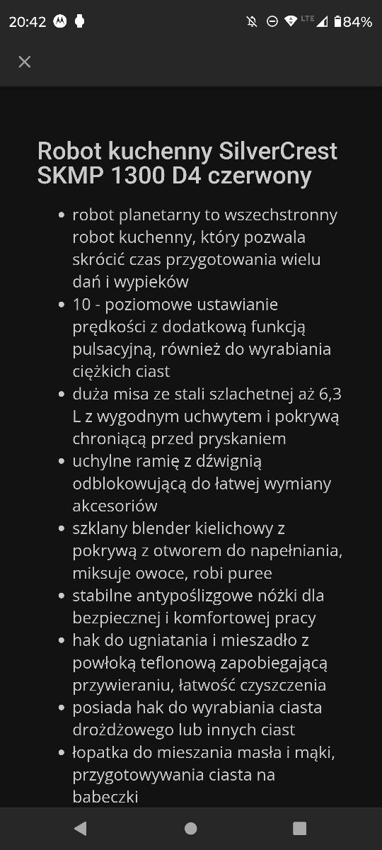 Mikser robot planetarny Silvercrest 1300w używany w stanie bardzo dob