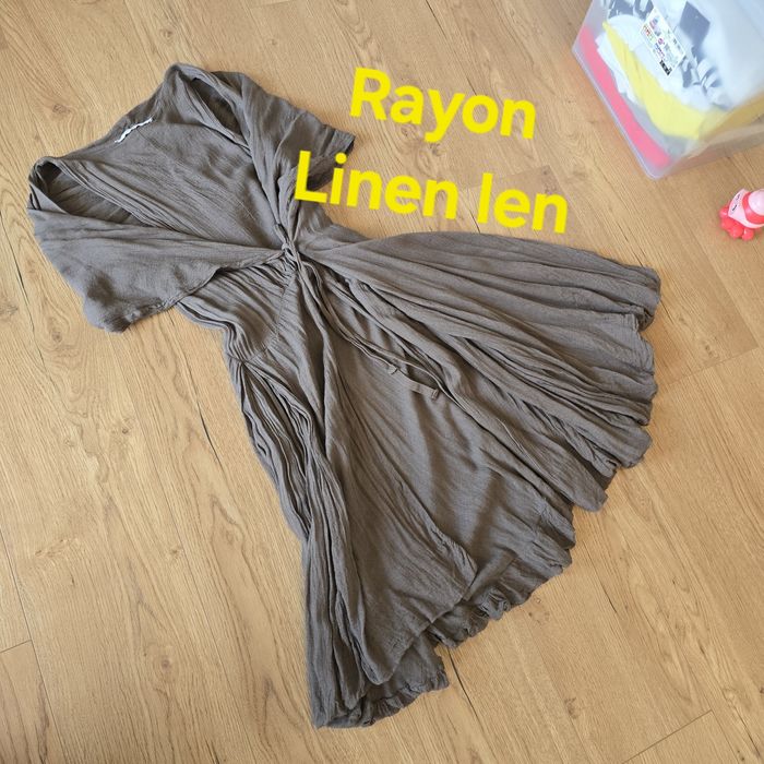 Sukienka Zara m 38 krótki rękaw rayon len linen Massimo Dutti
