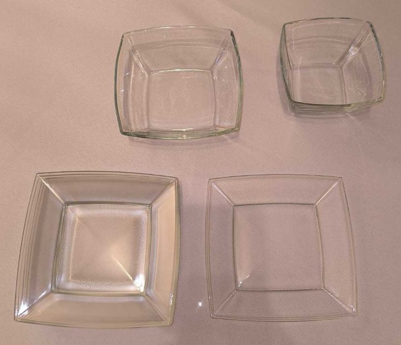 Zestaw 2 szt. salaterka 6 szt. talerzyk szkło przeźroczyste