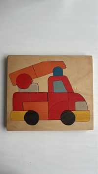 Drewniane puzzle montessori straż pożarna wóz strażacki