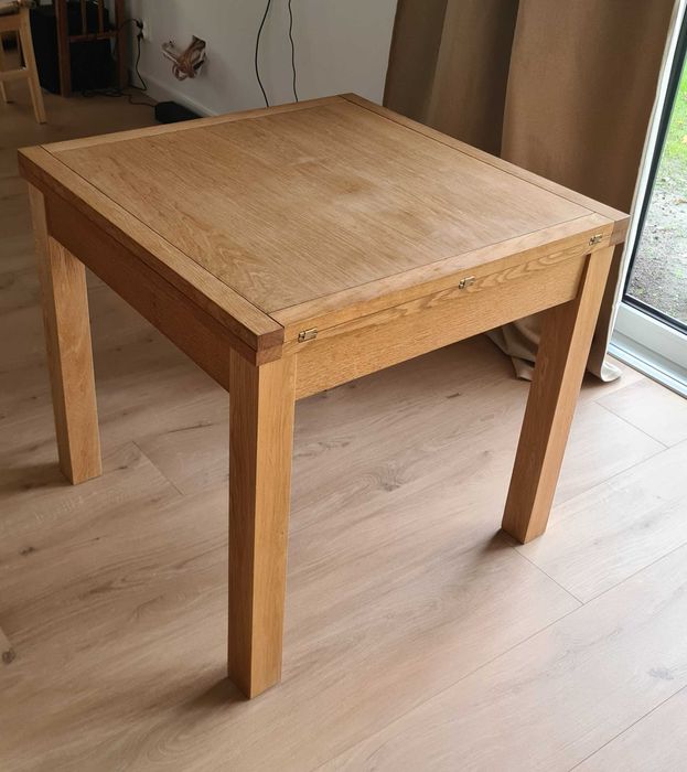 Stół dębowo-fornirowany rozkładany 80x80x160