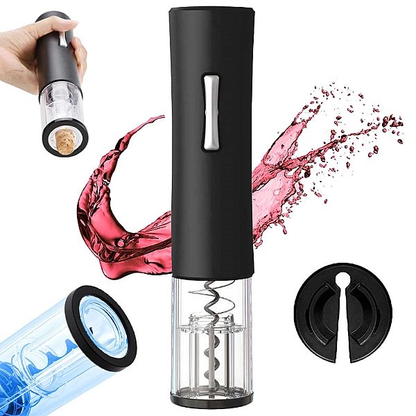 Korkociąg Elektryczny Otwieracz Wina LED na baterie czarny Braders