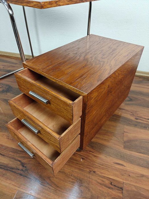 Minimalistyczne Biurko  Bauhaus Art Deco Chrom Dąb