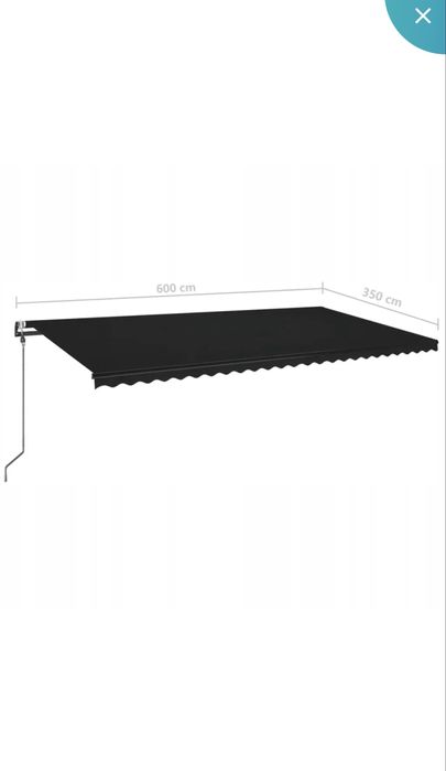 Automatycznie zwijana markiza, LED i czujnik wiatru, 600x350 cm