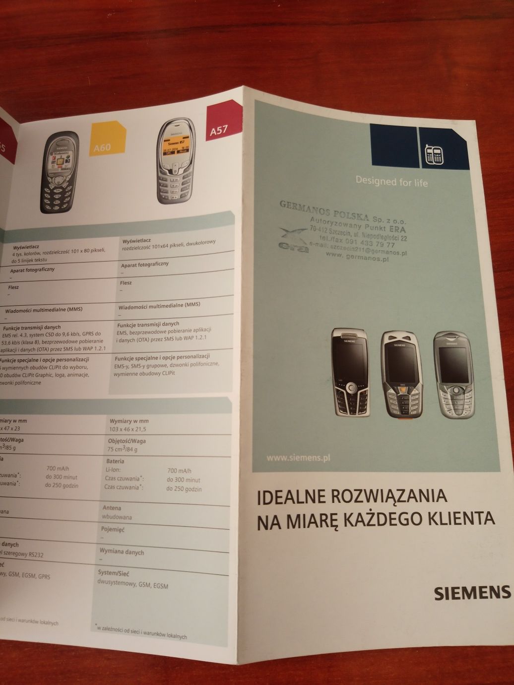 Instrukcja z danymi technicznymi dla Siemens