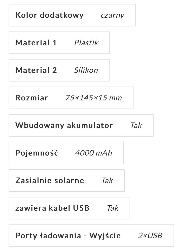 Lenard Power Bank, 4000 mAh, ladowarka solarna.