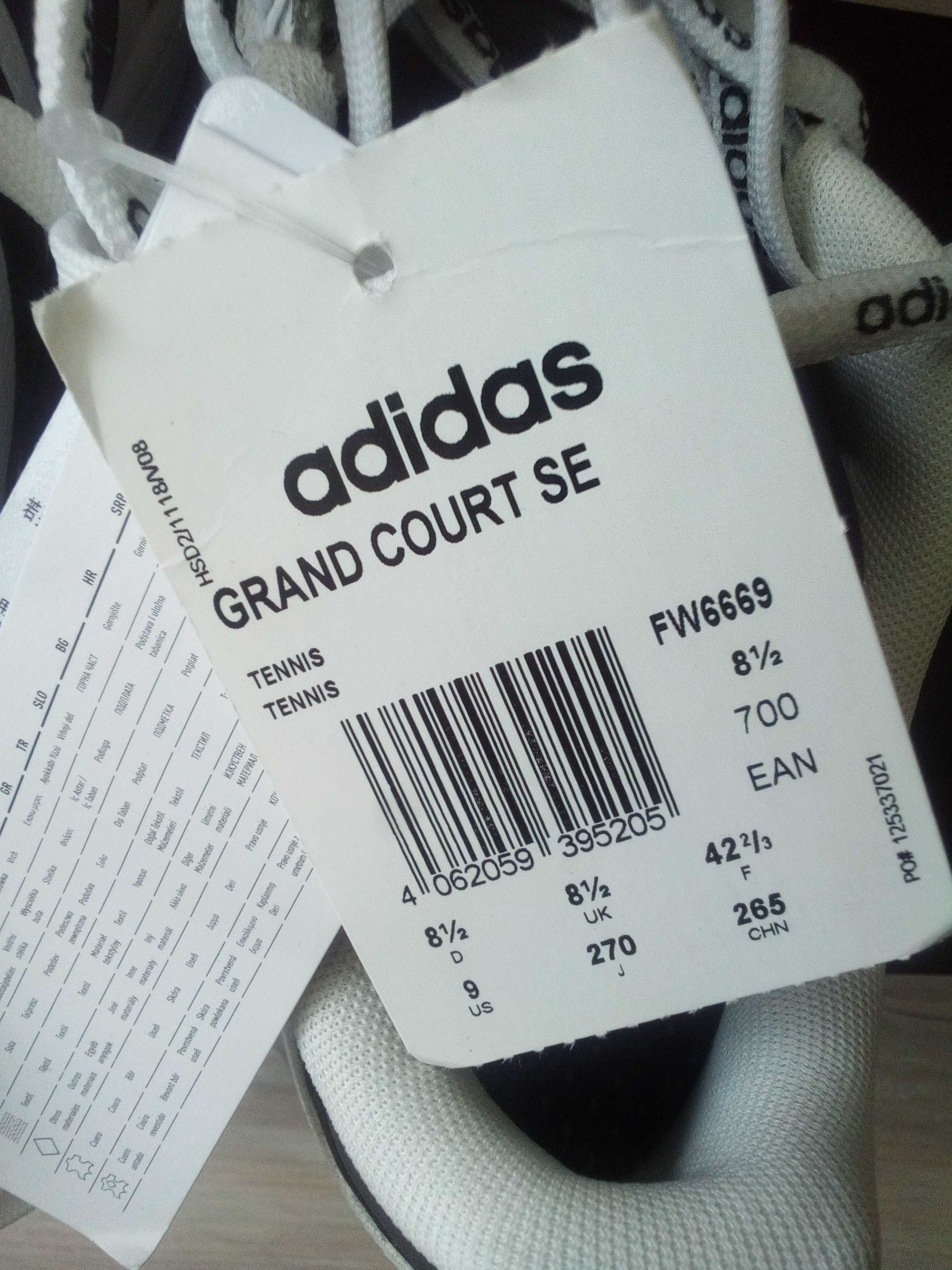 buty męskie Adidas białe 42i2/3 FW6669 grand court se nowe z metką