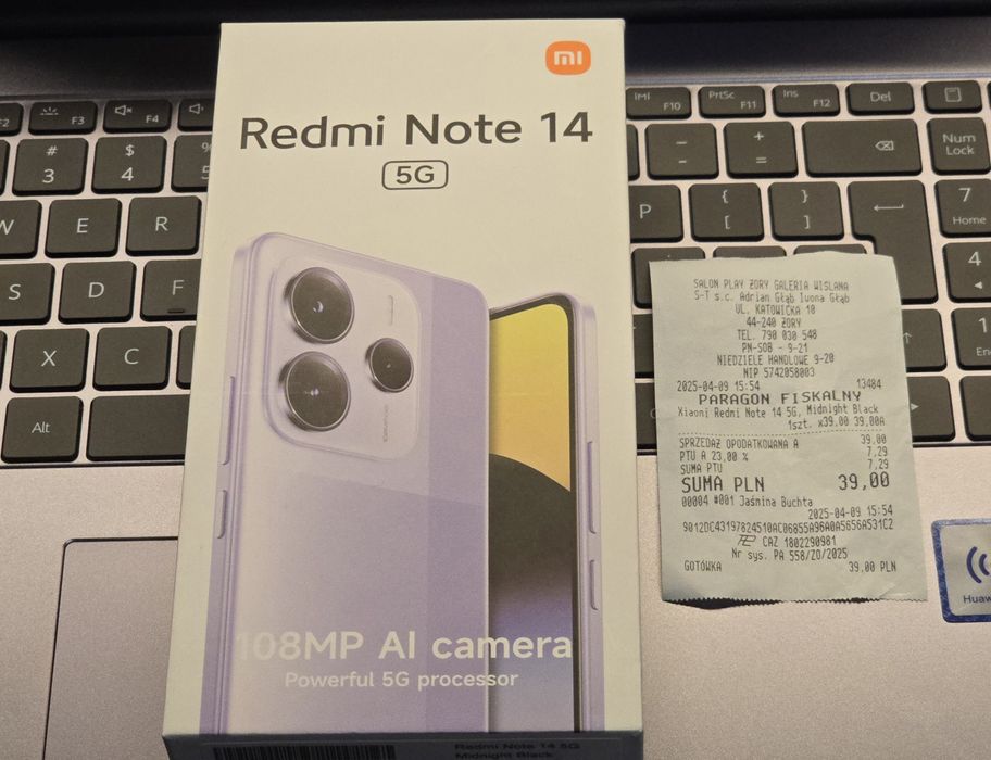 Nowy Redmi Note 14 5G  8/256GB , BEZ RAT, Gwar 24m, Pl Dystrybucja