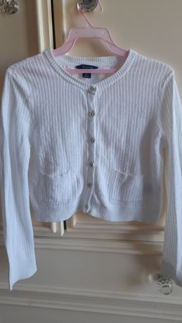 Biały sweterek swetr dla rozpinany dziewczynki Tommy Hilfiger 116/122