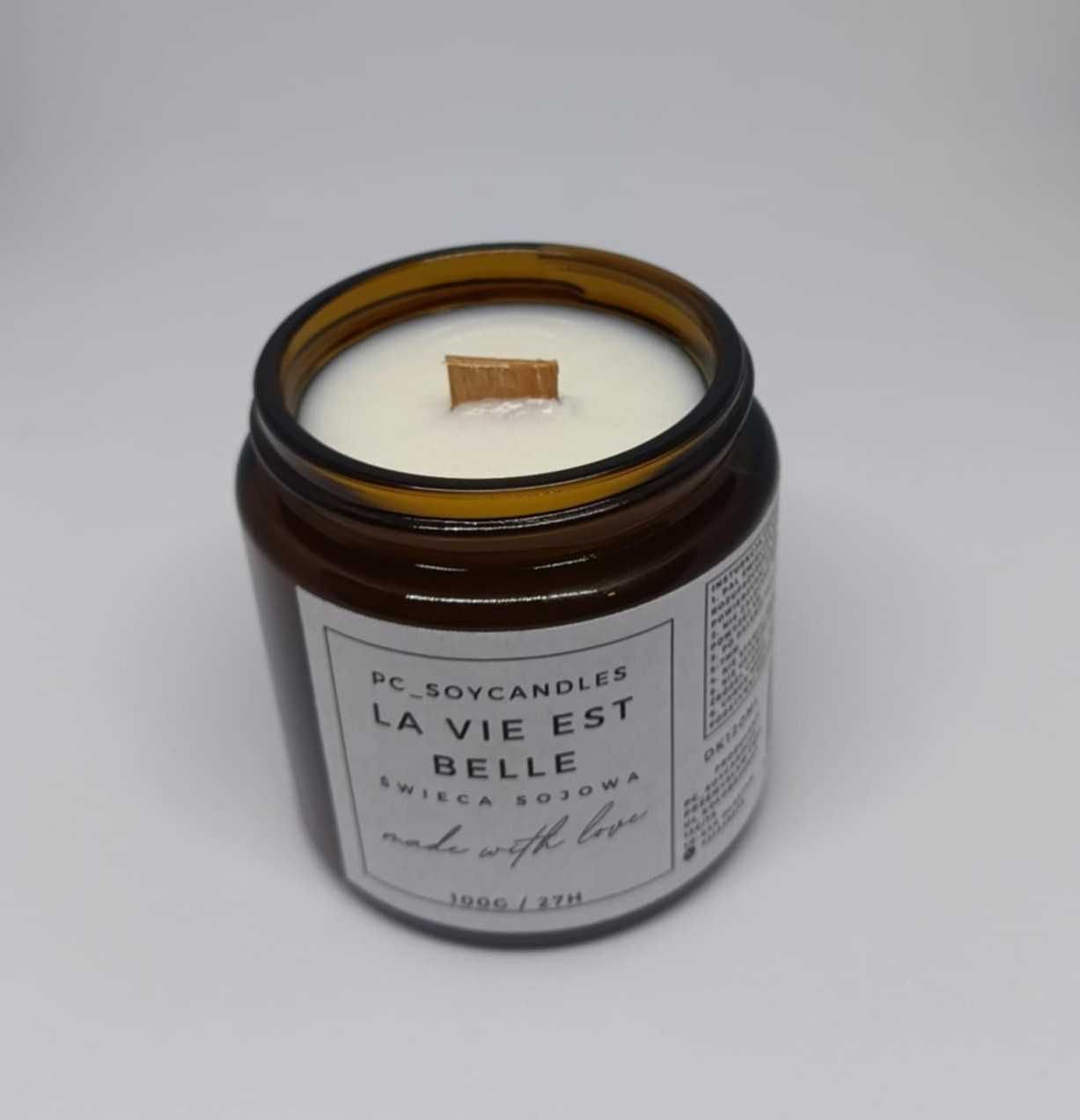 Świeca Sojowa Zapachowa La Vie Est Belle 120ml 27h Drewniany Knot