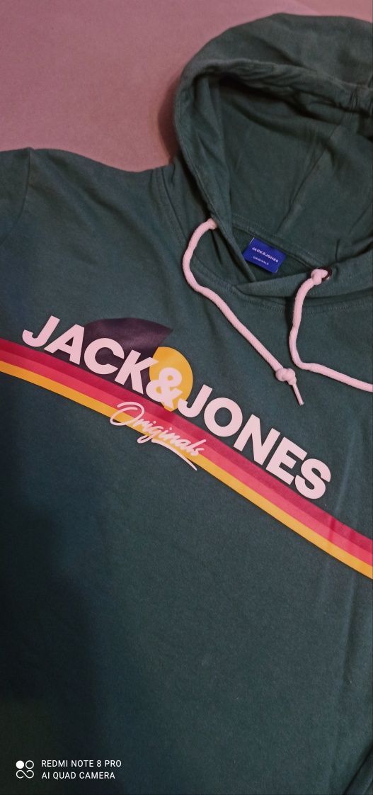 Jack &Jones  zielona bluza z kapturem  rozmiar  M