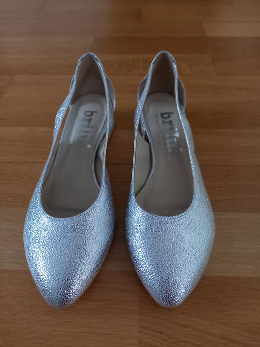 Srebrne buty Brilu ślubne 37