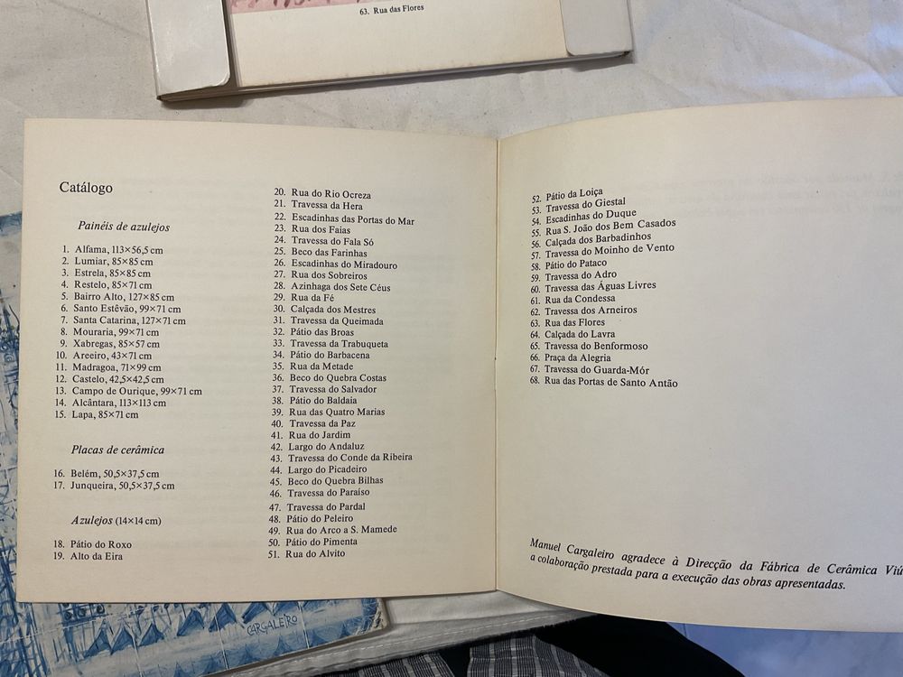 Livro / Brochura de galeria sobre azulejos e assinado por Cargaleiro