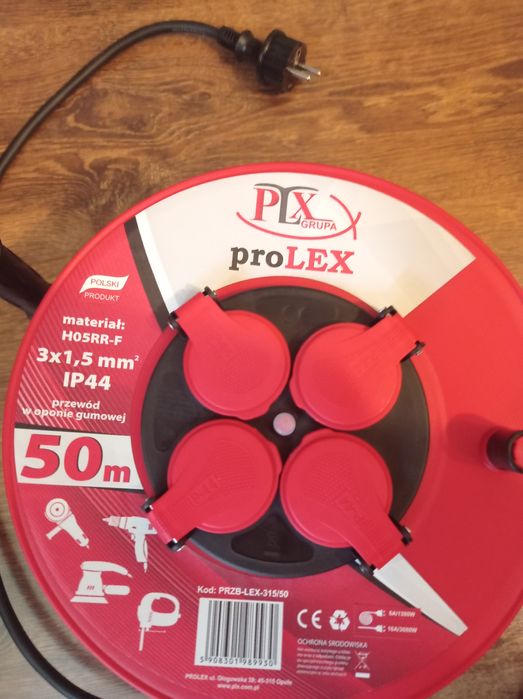 Przedłużacz bębnowy budowlany 3x1,5  50m nowy
