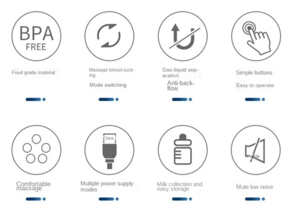 Молоковідсмоктувач електричний  MY-371, з двома пляшечками +масаж, USB