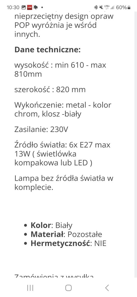 Lampa Mantra POP white