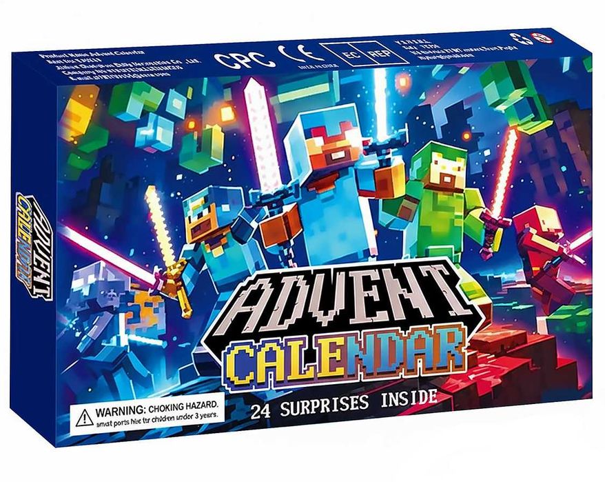 Новогодний адвент календарь Лего Майнкрафт на 24 окошка. Minecraft