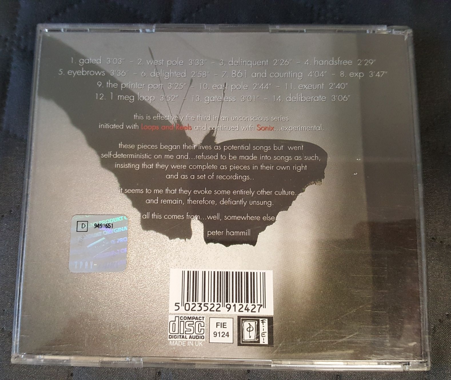 Peter Hammill Sonix Unsung CD