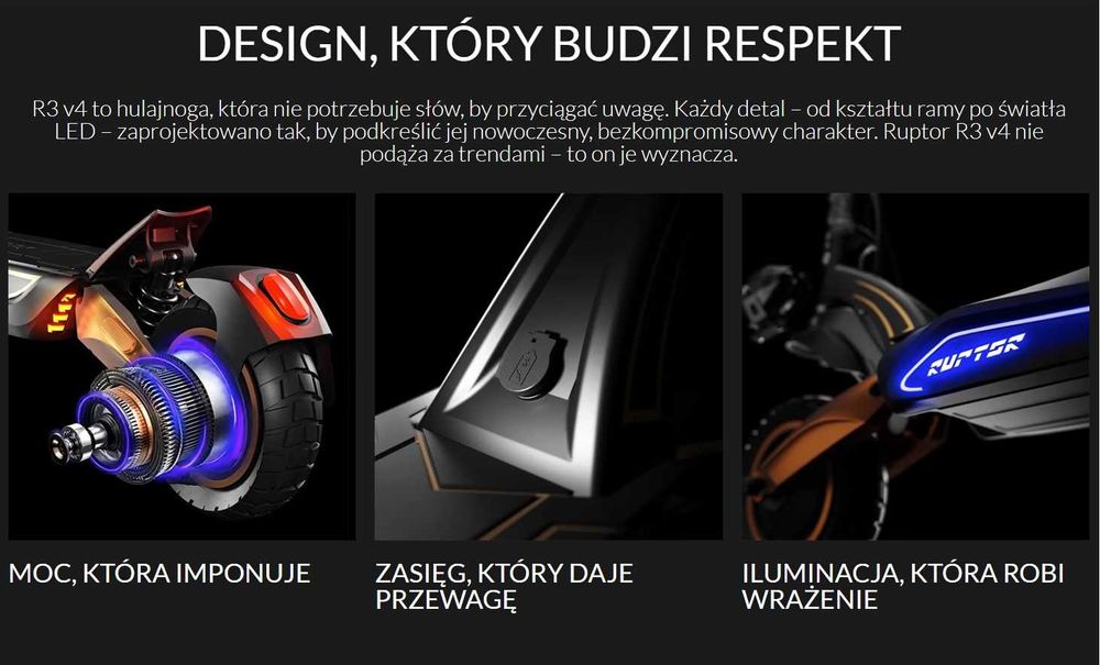 Hulajnoga elektryczna RUPTOR R3 V4 Copper 800/1200W Nowa Gwarancja