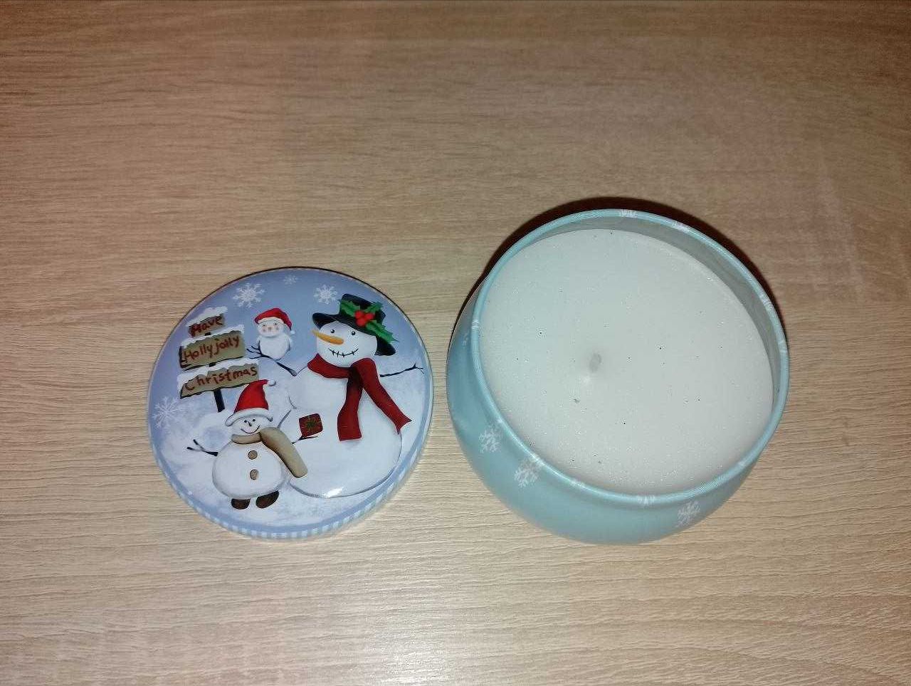 Рождественская свеча ароматическая в подсвечнике декорированном