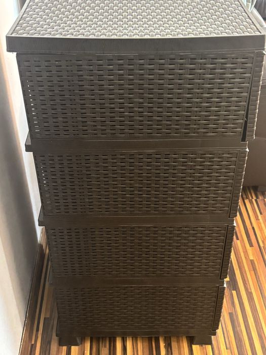 Komoda, szafka, organizer, regał rattan, 4 szuflady, 2 sztuki