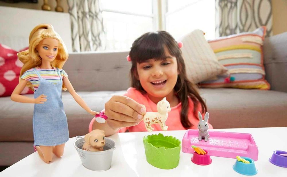 ОРИГИНАЛ Кукла Барби купай и играй меняем цвет Barbie Play & Wash Pets