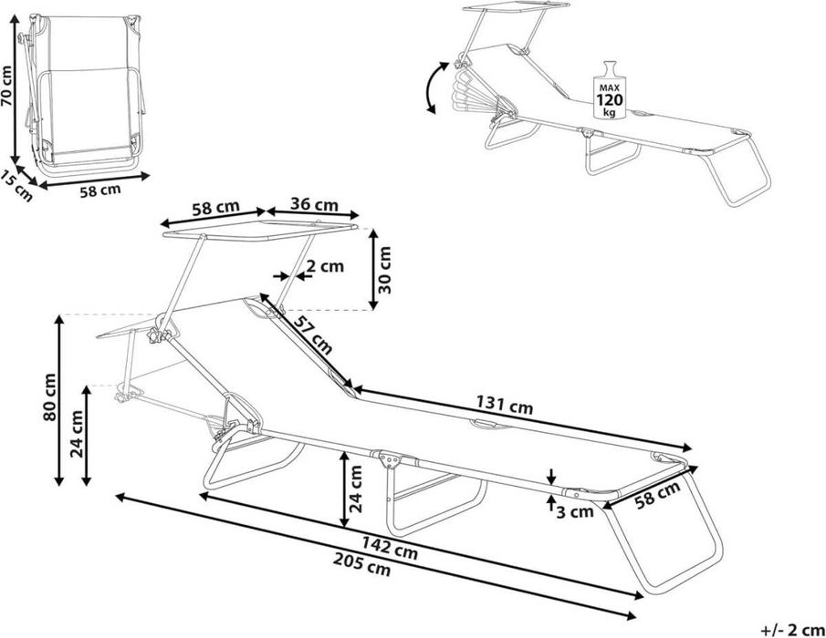 Nowy leżak ogrodowy Beliani FOLIGNO z daszkiem – idealny na lato!