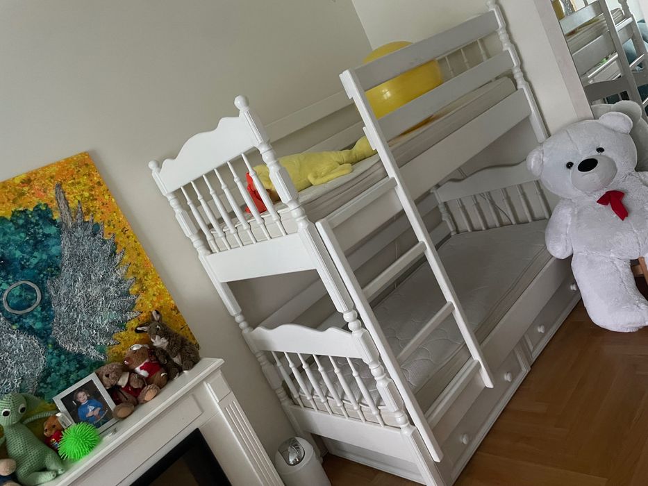 Двоповерхове ліжко-трансформер біле