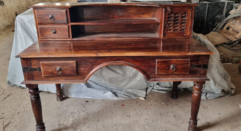Biurko z nadstawką z drewna teak