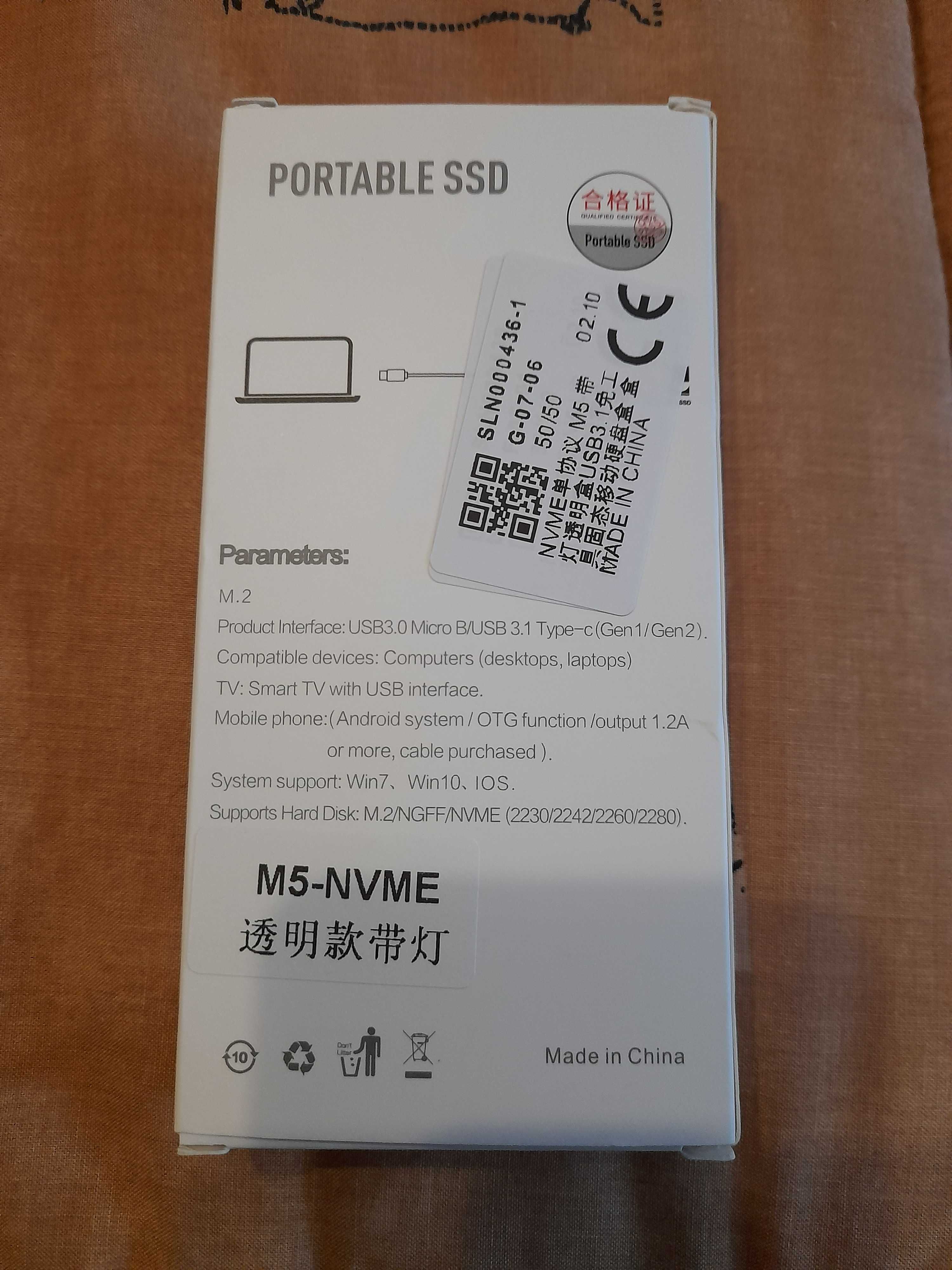 Caixa SSD NVME M.2 RGB Gabinete de disco rígido transparente