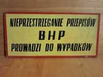 Stara zakładowa tablica BHP informacyjna zabytek PRL retro vintage