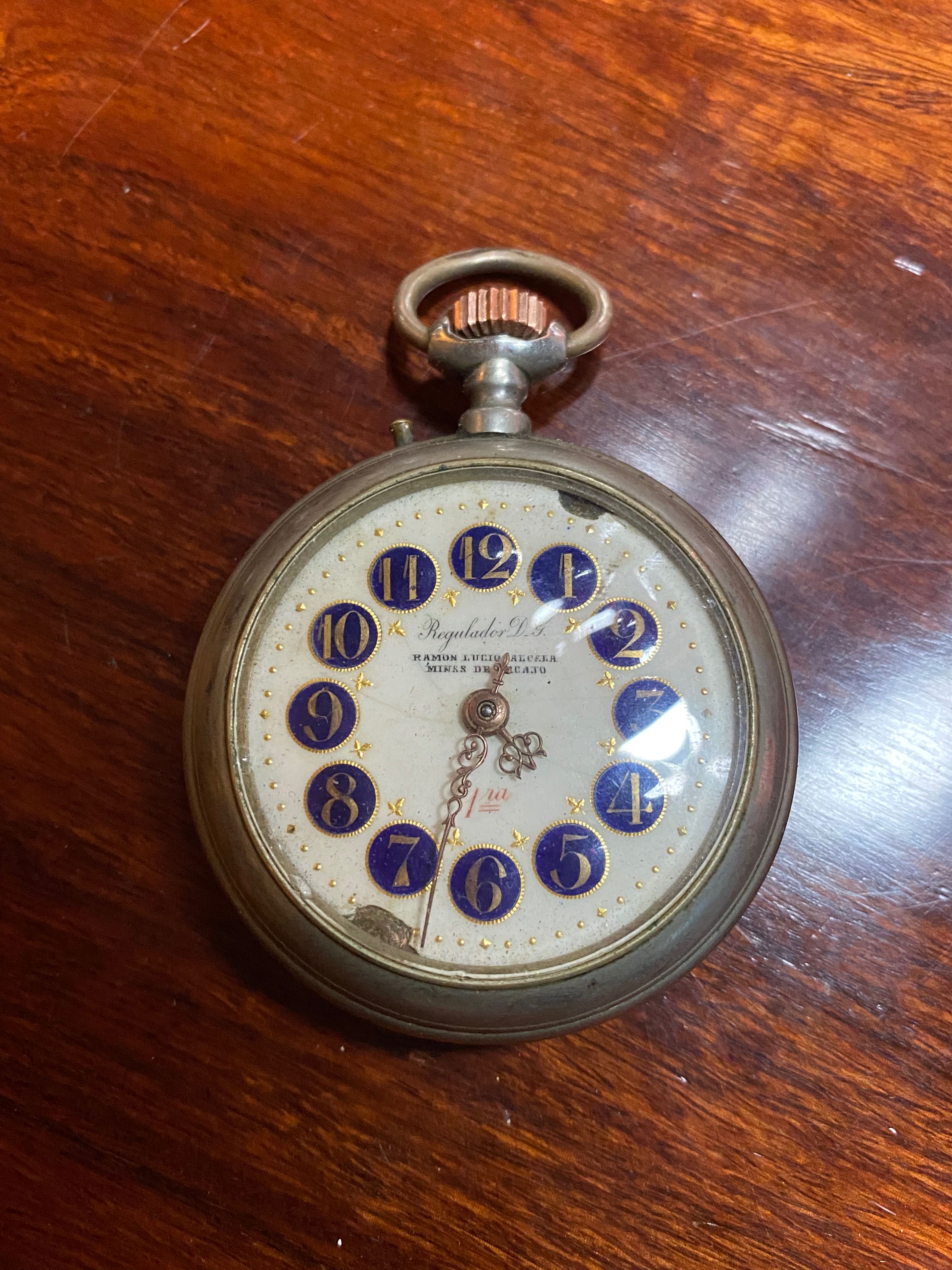 Relógio Bolso Regulador Séc XIX Trabalhar Corda 5,7 cm de Caixa