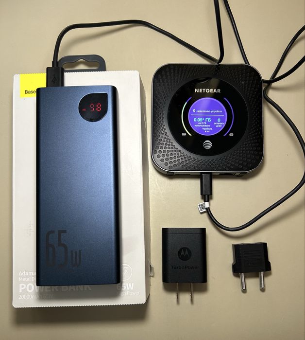 4G LTE wifi модем Netgear MR1100 + павербанк Baseus 65w 20000mah
