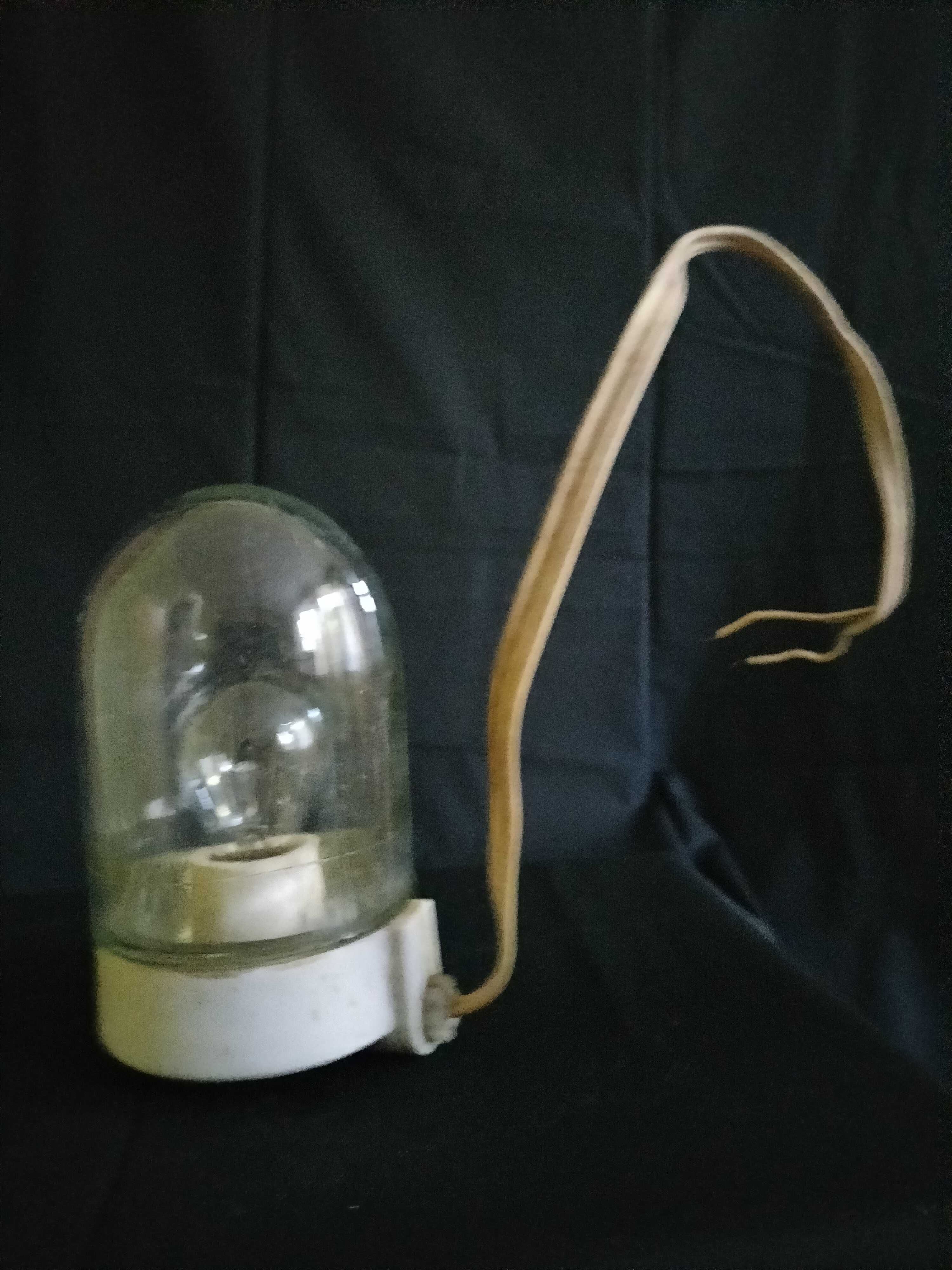 Lampa (klosz szklany+baza ceramika)